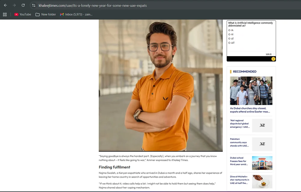 Khaleej Times feature from Ammer Afaq’s portfolio