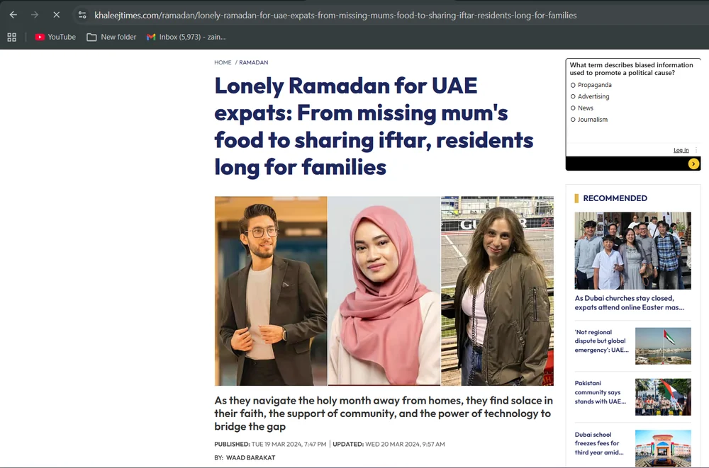 Khaleej Times feature from Ammer Afaq’s portfolio